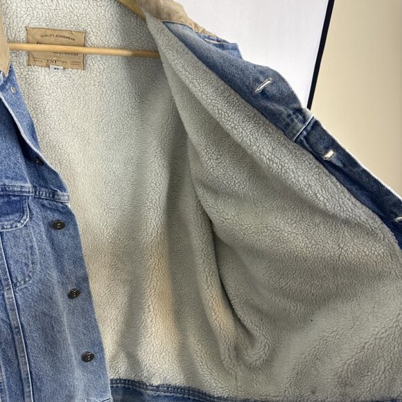 Denver Hayes Sherpa Lined Denim Trucker Jacket Corduroy Collar Men’s XL 46 - Picture 6 of 9